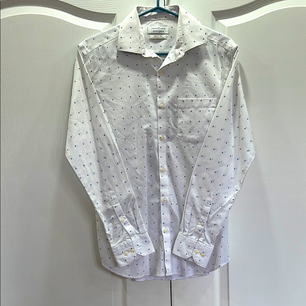 Men's White Patterned Shirt slim fit 39cm